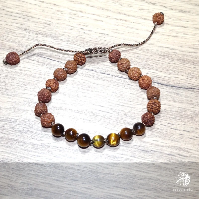 Bracelet Mala de Rudraksha et Œil de Tigre – Image 5
