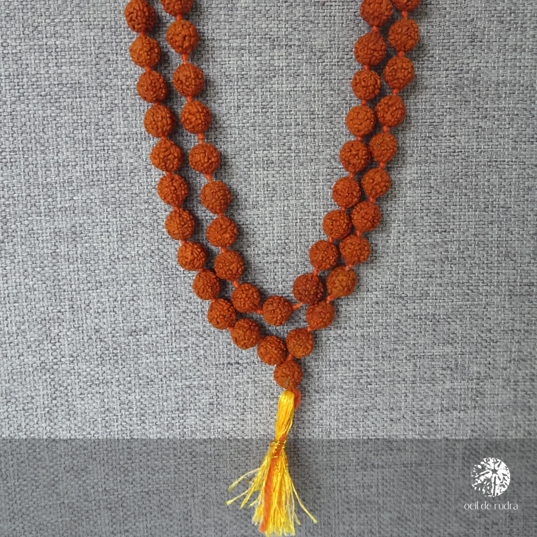Mala 108 Perline Rudraksha 8mm Autentiche Da Bali – Collana Di Preghiera Benedetta, Sacra E Potente