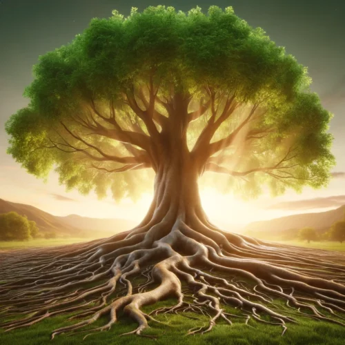 Arbre à racines profondes - Symbole de chakra racine bloqué