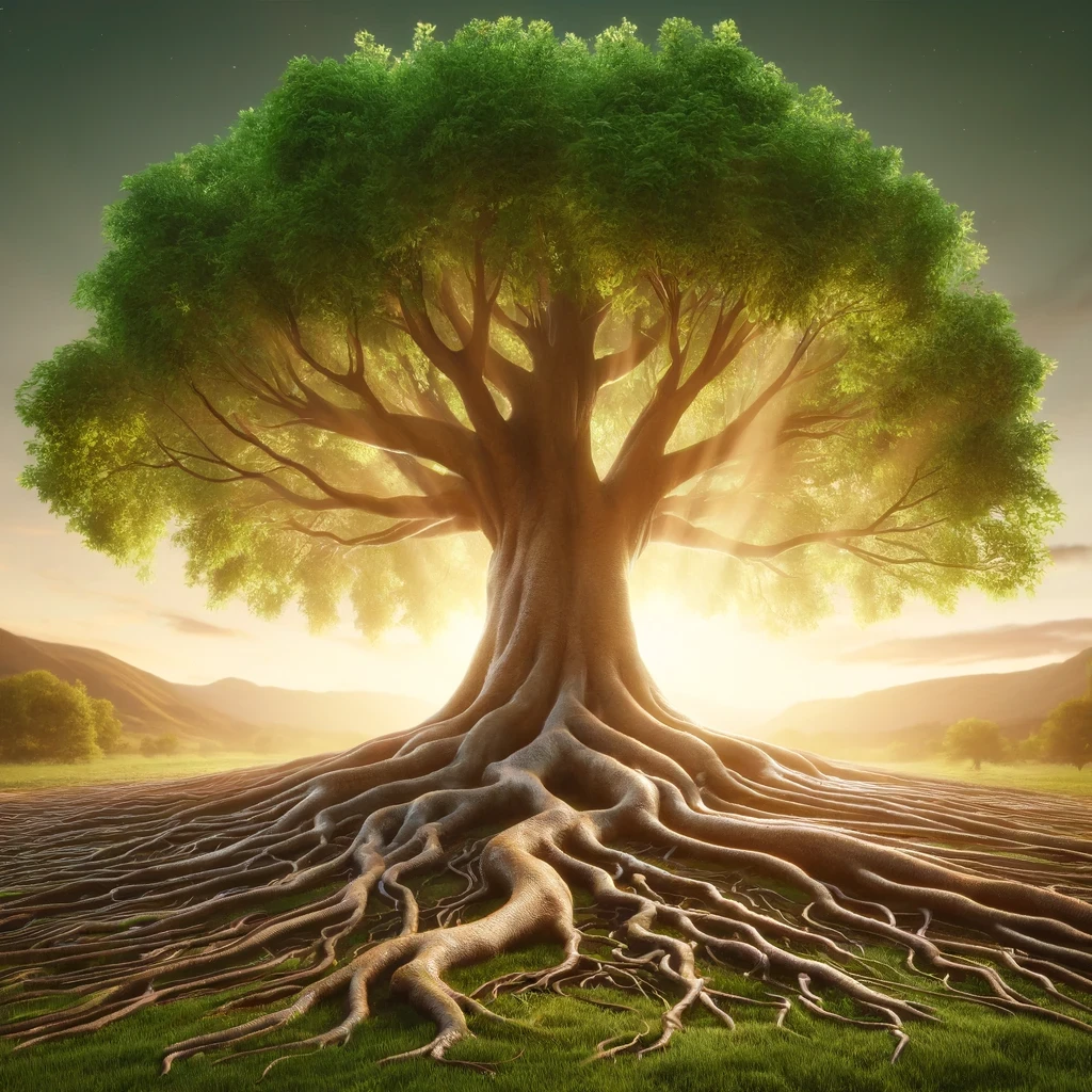Arbre à racines profondes - Symbole de chakra racine bloqué