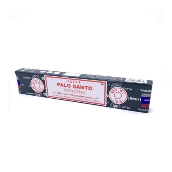 Boîte d’encens Satya Palo Santo avec bâtonnets, 15g, encens purifiant et naturel.