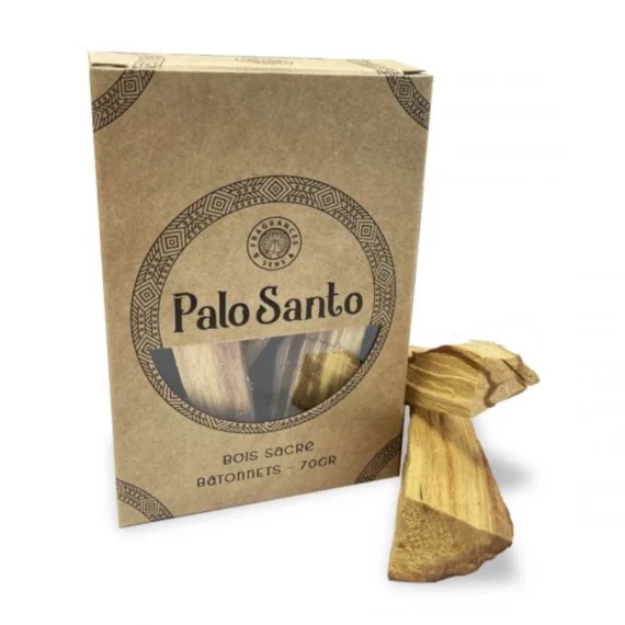 Boîte de Palo Santo du Pérou avec bâtonnets, 70g, bois sacré purificateur.