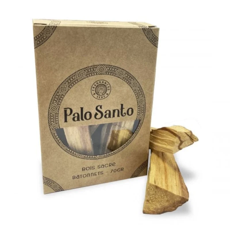 Boîte de Palo Santo du Pérou avec bâtonnets, 70g, bois sacré purificateur.