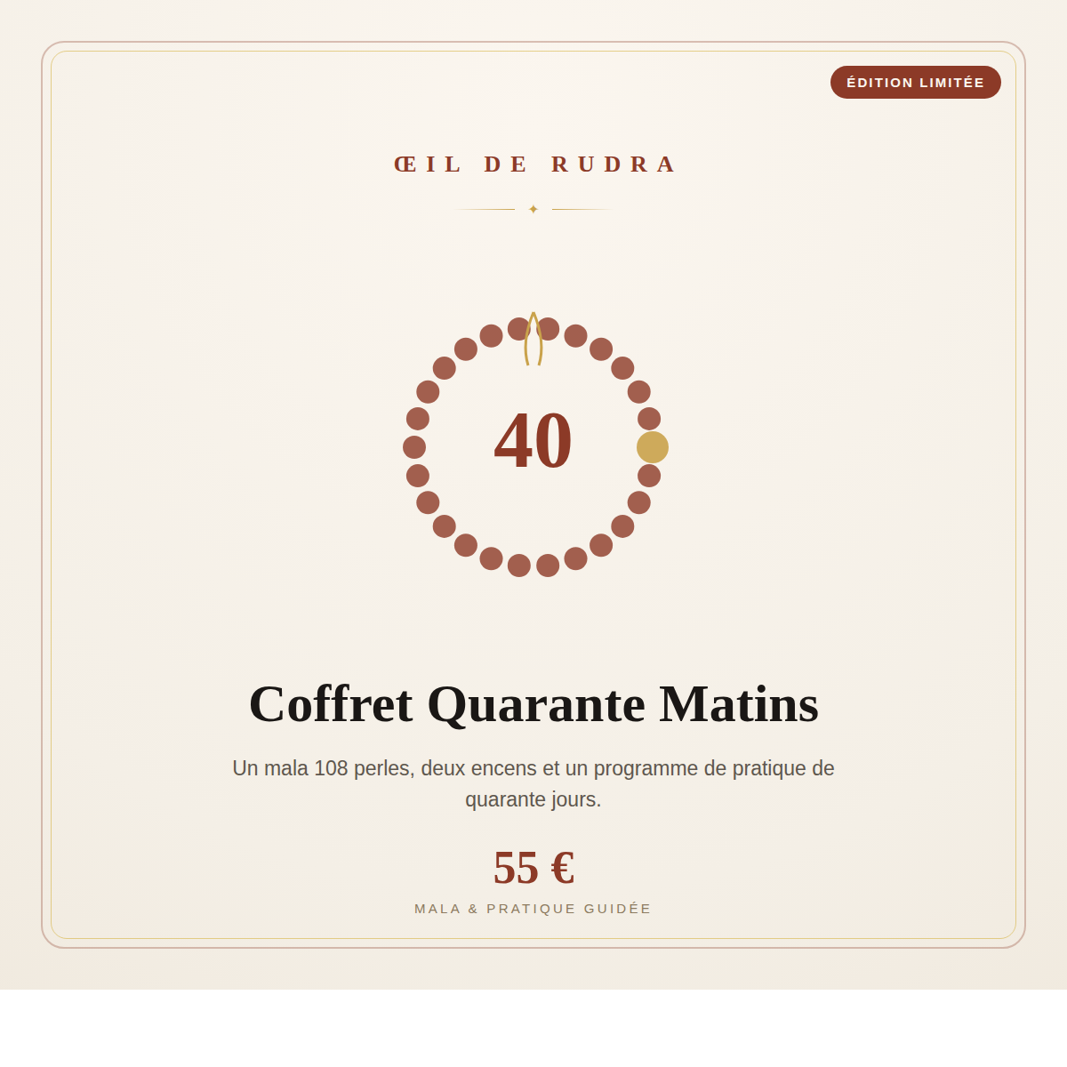 Coffret Quarante Matins : mala 108 perles et programme de pratique