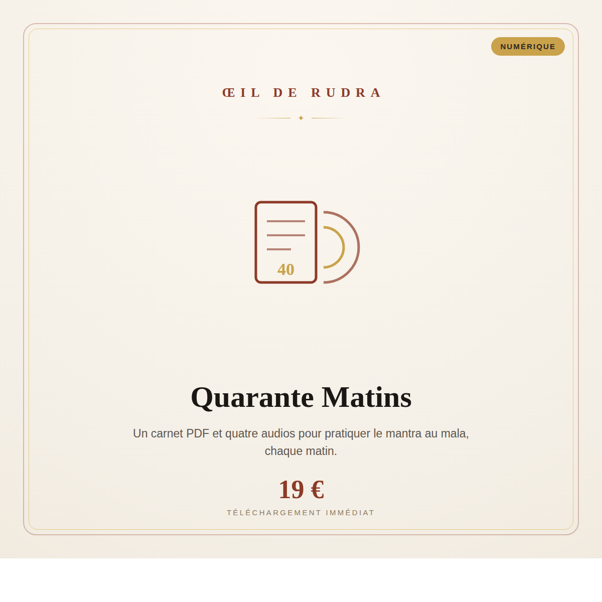 Quarante Matins : programme de pratique au mala (PDF et audios)
